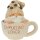 Deko Tasse Kaffeetasse mit Wichtel (2er Set) H:12 cm aus Steingut - Dekorative Kaffee Tasse, Weihnachtsdeko Kaffeeshop, Weihnachten