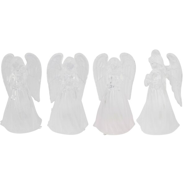 Deko LED Engel klar (4er Set) H:11 cm - Weihnachtsdeko, Adventsdeko, Weihnachtsengel, Leuchtengel
