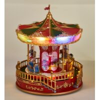 Nostalgie Spieluhr Pferde Karussell mit Musik, Licht & Bewegung - Weihnachtsdekoration, Winterdeko