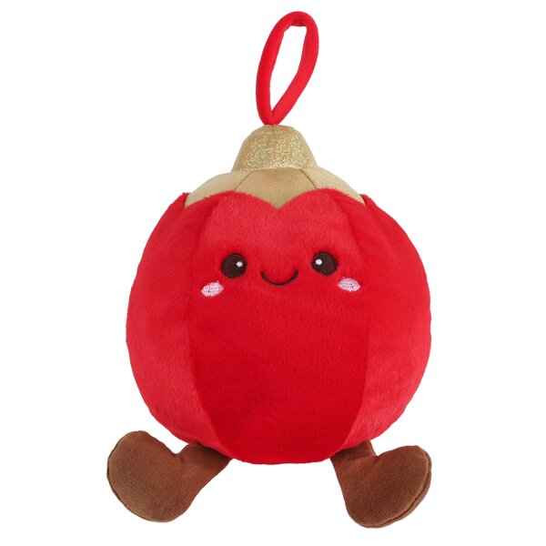 Baumschmuck Plüsch Weihnachtskugel D:16 cm mit Augen und Beinen - kuschelige Baumkugel, Weihnachtsdeko, Christbaumschmuck, Weihnachten