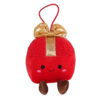 Baumschmuck Plüsch Geschenke (2er Set) D:10 cm mit Augen und Beinen - kuschelige Baumkugel, Weihnachtsdeko, Christbaumschmuck, Weihnachten