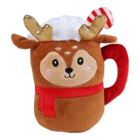 Kissen Becher Schneemann, Rentier & Santa  (3er Set) 16 cm aus Plüsch -  Dekokissen Weihnachten, Plüschtier, Kuschelkissen, Plüschkissen, Dekoration Wohnzimmer