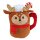 Kissen Becher Schneemann, Rentier & Santa  (3er Set) 16 cm aus Plüsch -  Dekokissen Weihnachten, Plüschtier, Kuschelkissen, Plüschkissen, Dekoration Wohnzimmer