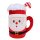 Kissen Becher Schneemann, Rentier & Santa  (3er Set) 16 cm aus Plüsch -  Dekokissen Weihnachten, Plüschtier, Kuschelkissen, Plüschkissen, Dekoration Wohnzimmer