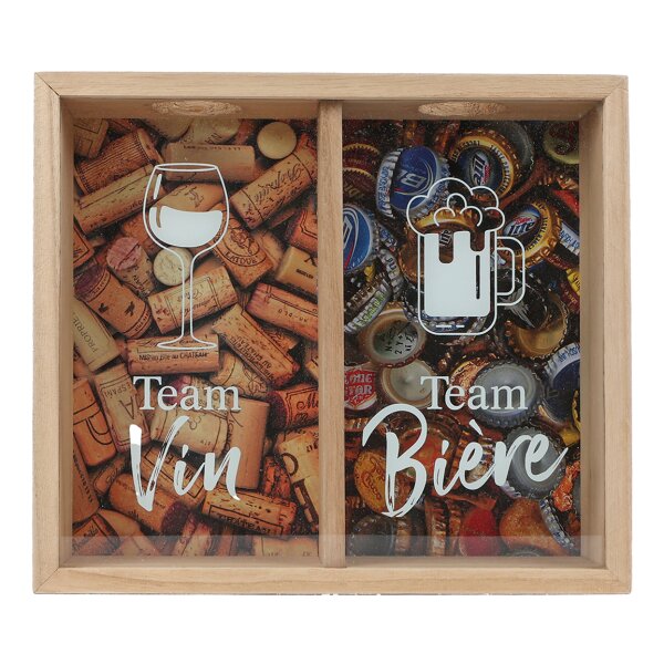 Aufbewahrungsbox Sammelbox "Team Wein / Bier" für Weinkorken und Kronkorken - Deko Bar, originelle Geschenkidee für Weintrinker, Biertrinker
