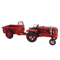 Deko Nostalgie Traktor mit Anhänger rot 32x11 cm aus...
