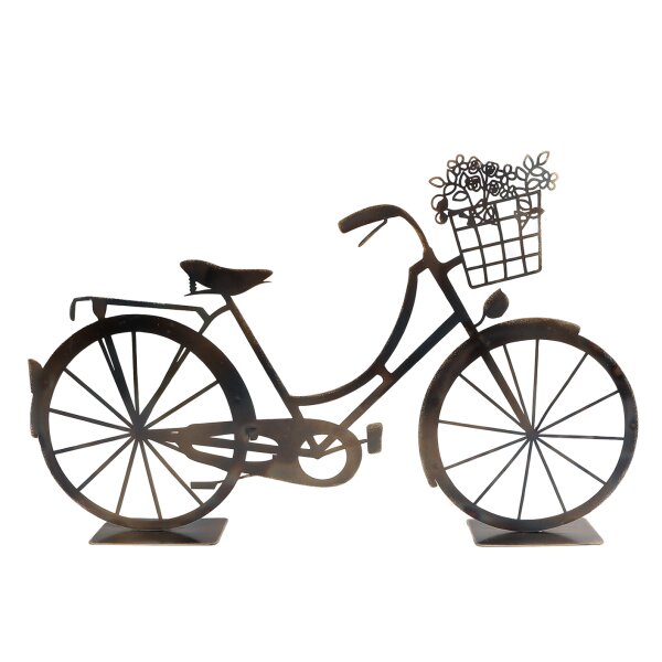 Dekofigur Fahrrad 56x35 cm aus antikem Metall - Skulptur für Haus und Garten, Gartendeko Fahrradfahrer, Metalldeko
