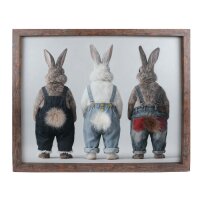 Wandbild 3D Hasen in Jeans 50x60 cm mit Kunsthaar -...