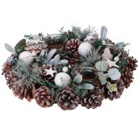 Adventskranz mit Zapfen & Kugeln weiß-grün...