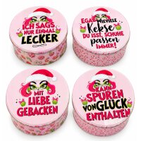 Gebäckdose Keksdose X-Miss Weihnachten rund (3er Set) - Mit Liebe gebacken - Geschenkdose, Plätzchendose, Blechdose für Kekse