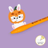 Legami Leuchtender Kugelschreiber PUMPKIN BUNNY orange mit schwarzer Tinte - Halloween Stift Büro & Schule, Hase mit Kürbis