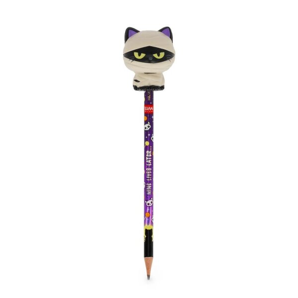 Legami Squishy Bleistift Squeezies MUMMY CAT Nine lives later - Stift zum Drücken & Quetschen - Zombiekatze, Anti-Stress-Bleistift