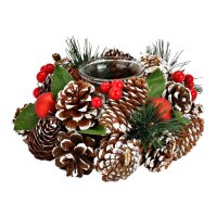 Adventsgesteck mit Zapfen, roten Beeren, Kugel und...