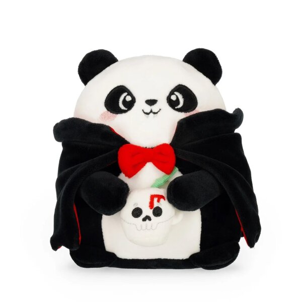Legami Super Soft Mini Kuscheltier VAMPIR PANDA Bam-Boo! - Plüschtier Halloween freistehend, Kissen super weich und flauschig, Kuschelkissen Pandabär