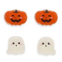 Legami Halloween Set aus 4 Mini-Haarclips - Clip Me Up! - Mini-Haarspange Kürbis und Geist mit Glow-Effekt, Haar Accessoire für Mädchen