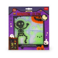 Legami Halloween Gel-Fensteraufkleber mit Leuchteffekt - Window-Glow - Fensterdeko mit Leuchteffekt, Skelett, Kürbis & Geist