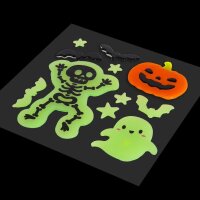 Legami Halloween Gel-Fensteraufkleber mit Leuchteffekt - Window-Glow - Fensterdeko mit Leuchteffekt, Skelett, Kürbis & Geist