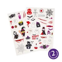 Legami 50+ Halloween Tattoos - leuchtende Abzieh-Tattoos - Skelette, Vampire, Geister, Hexen Aufkleber, Deko Halloweenparty
