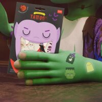 Legami 50+ Halloween Tattoos - leuchtende Abzieh-Tattoos - Skelette, Vampire, Geister, Hexen Aufkleber, Deko Halloweenparty