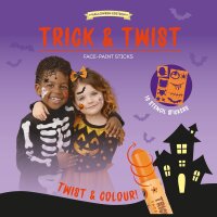 Legami Halloween Set mit 6 Gesichtsschminke-Stiften inkl. Schablone - Trick & Twist - Deko Halloweenparty, Gesichtsschminke-Set, Halloween-Make-up