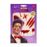 Legami Halloween Tattoos - Abzieh-Tattoos mit blutigen Kratzern, Schußlöchern, Bißwunden - Aufkleber, Deko Halloweenparty