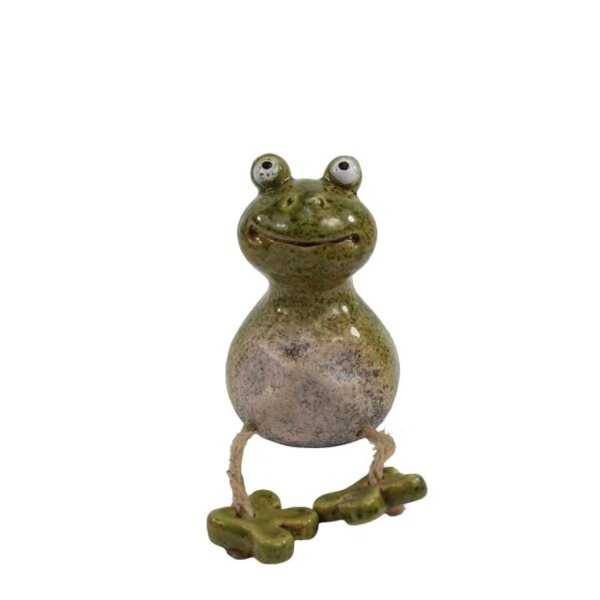Kantenhocker Frosch mit Füßen H:10 cm aus Keramik - Deko Garten, Tierfigur Kantensitzer, Dekofigur, Gartendeko Frösche, Gartenfigur