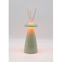 Tischleuchte 3in1 NOVA – Tischlampe mit Vase & Raumduft, dimmbar, Akku, jade, H:21 cm - Tischlampe, Moderner Deko Stil