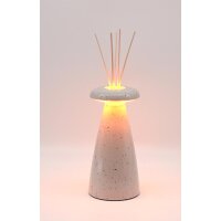 Tischleuchte 3in1 NOVA – Tischlampe mit Vase & Raumduft, dimmbar, Akku, beige gesprenkelt, H:21 cm - Tischlampe, Moderner Deko Stil