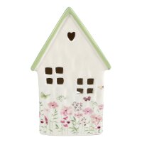 Windlicht Frühling Haus Floral weiß-grün H:22 cm aus...