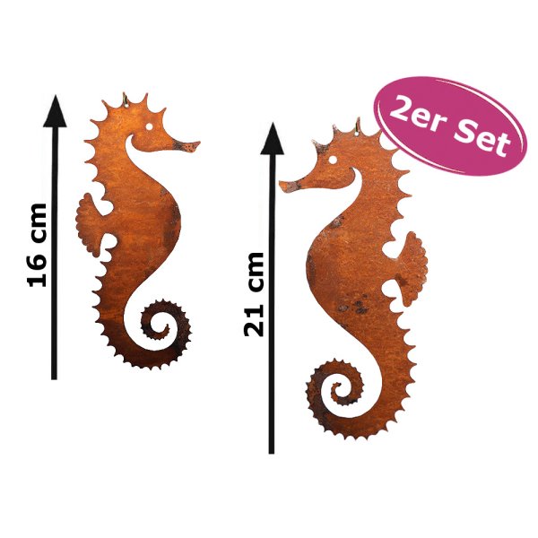 Dekofigur Seepferdchen im Rost Design, 2er Set, Rostfigur für den Garten, Gartendeko, Metalldeko
