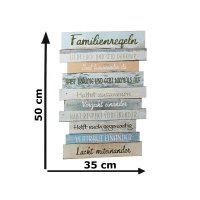 Plankenschild Familienwerte, Familienregeln, Wandbild mit...