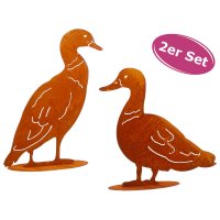 Dekofigur Ente im Rost Design, 2er Set, Rostfigur...