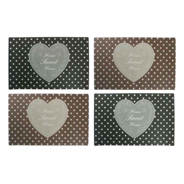 4er Set Tischset Home Sweet Home - Platzmatte, Platzset, Tischmatte mit Herz