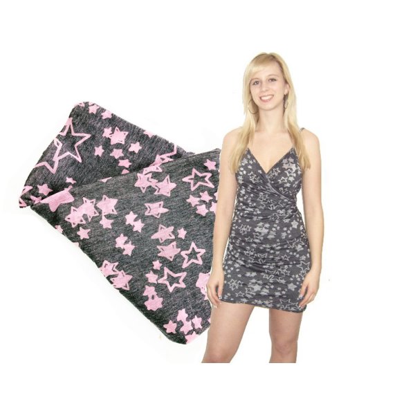 Strandkleid Sterne rosa - tolles Sommerkleid aus Baumwolle - Universalgröße