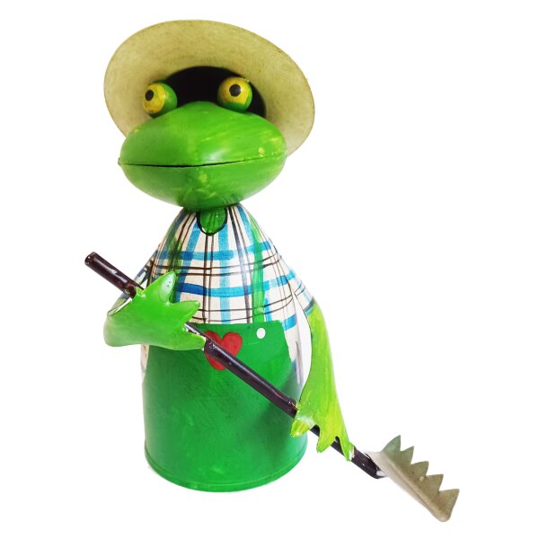Frosch mit Rechen