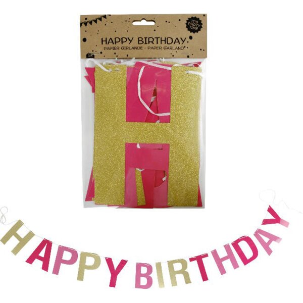 Geburtstagsgirlande in Rosa und Gold